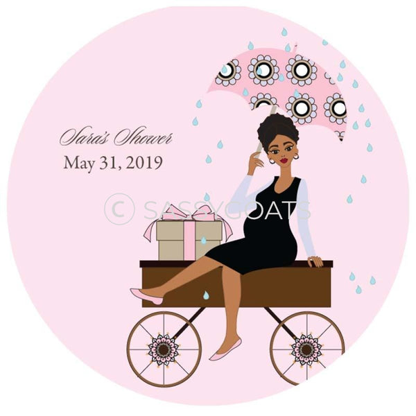Baby Shower Party And Gift Stickers - Wagon Diva African American