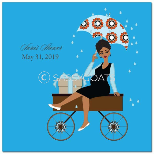Baby Shower Party And Gift Stickers - Wagon Diva African American