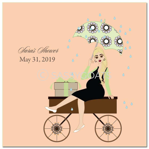 Baby Shower Party And Gift Stickers - Wagon Diva Blonde