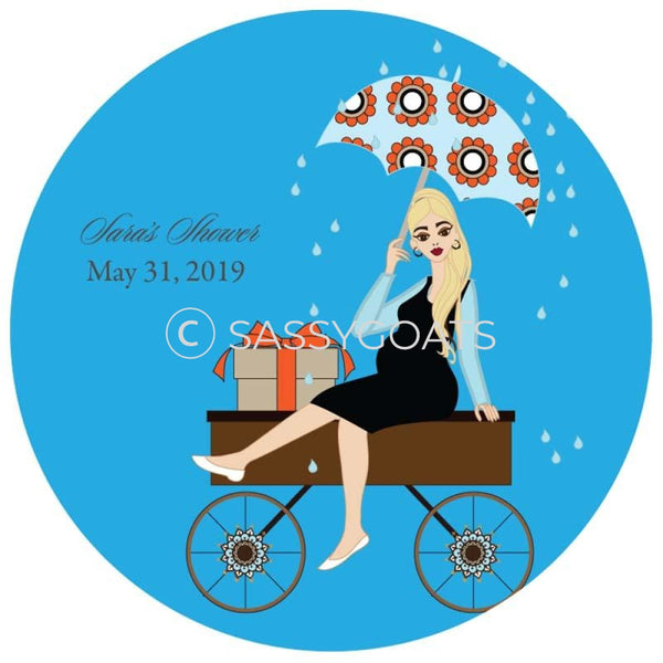 Baby Shower Party And Gift Stickers - Wagon Diva Blonde