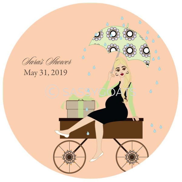 Baby Shower Party And Gift Stickers - Wagon Diva Blonde