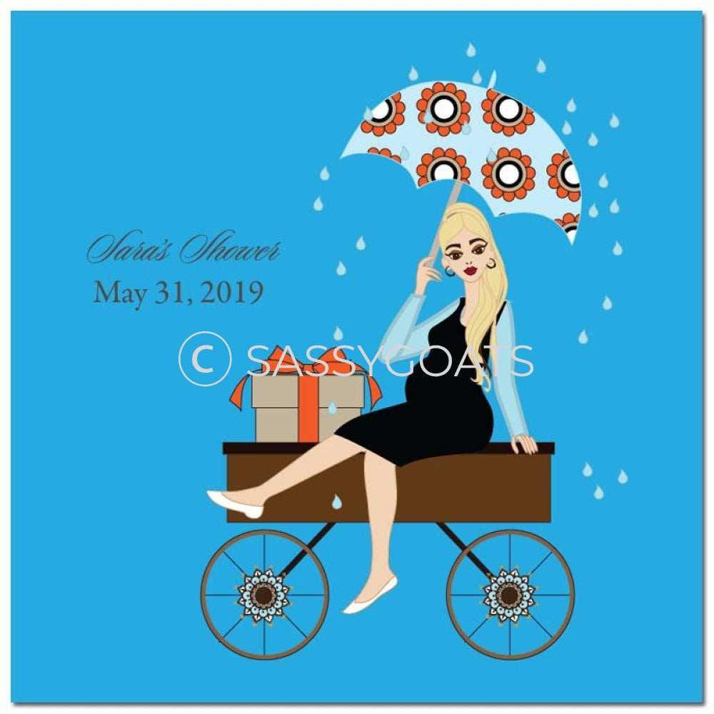 Baby Shower Party And Gift Stickers - Wagon Diva Blonde