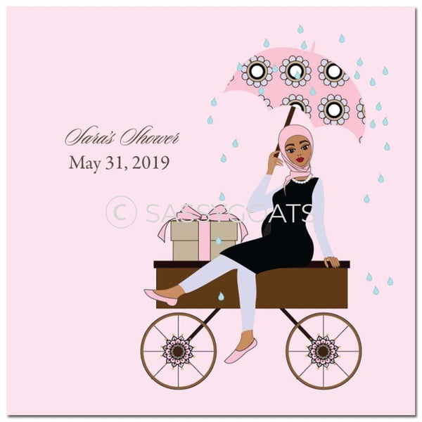 Baby Shower Party And Gift Stickers - Wagon Diva Headscarf Hijab