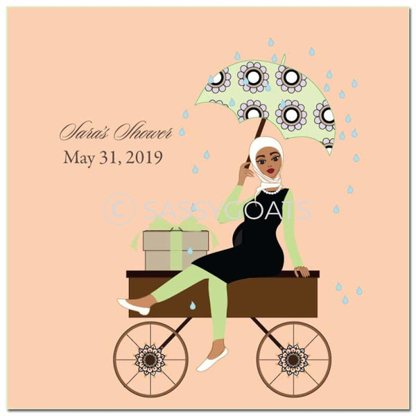 Baby Shower Party And Gift Stickers - Wagon Diva Headscarf Hijab