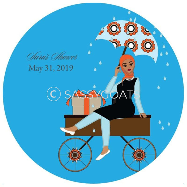 Baby Shower Party And Gift Stickers - Wagon Diva Headscarf Hijab