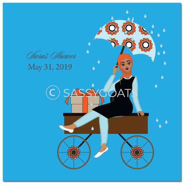 Baby Shower Party And Gift Stickers - Wagon Diva Headscarf Hijab