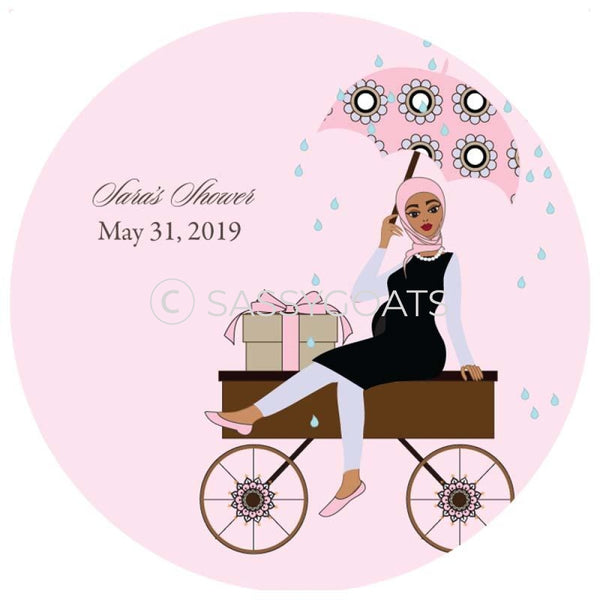 Baby Shower Party And Gift Stickers - Wagon Diva Headscarf Hijab