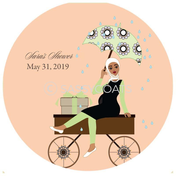 Baby Shower Party And Gift Stickers - Wagon Diva Headscarf Hijab