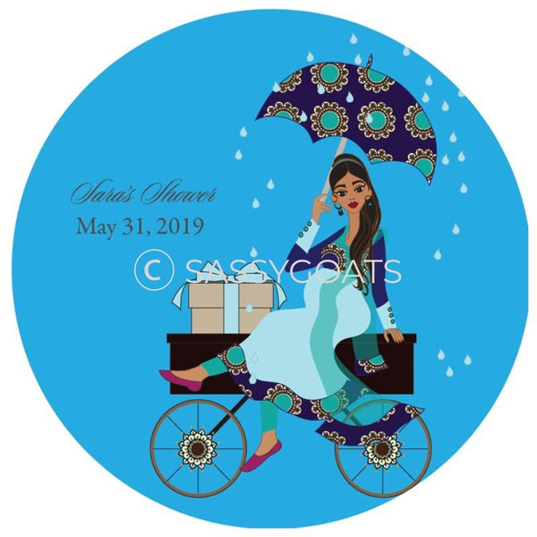 Baby Shower Party And Gift Stickers - Wagon Diva South Asian