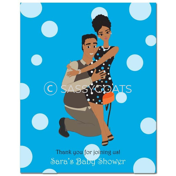 Baby Shower Party Poster - Couple Hugs African American