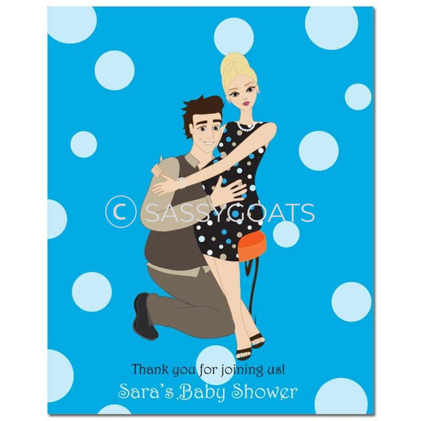 Baby Shower Party Poster - Couple Hugs Blonde