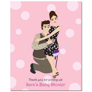 Baby Shower Party Poster - Couple Hugs Brunette