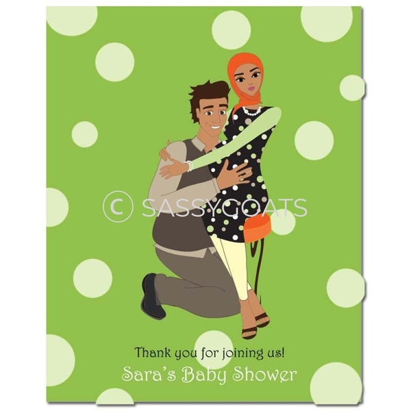 Baby Shower Party Poster - Couple Hugs Headscarf Hijab