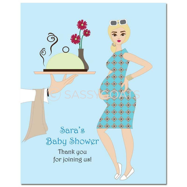 Baby Shower Party Poster - Dining Diva Blonde