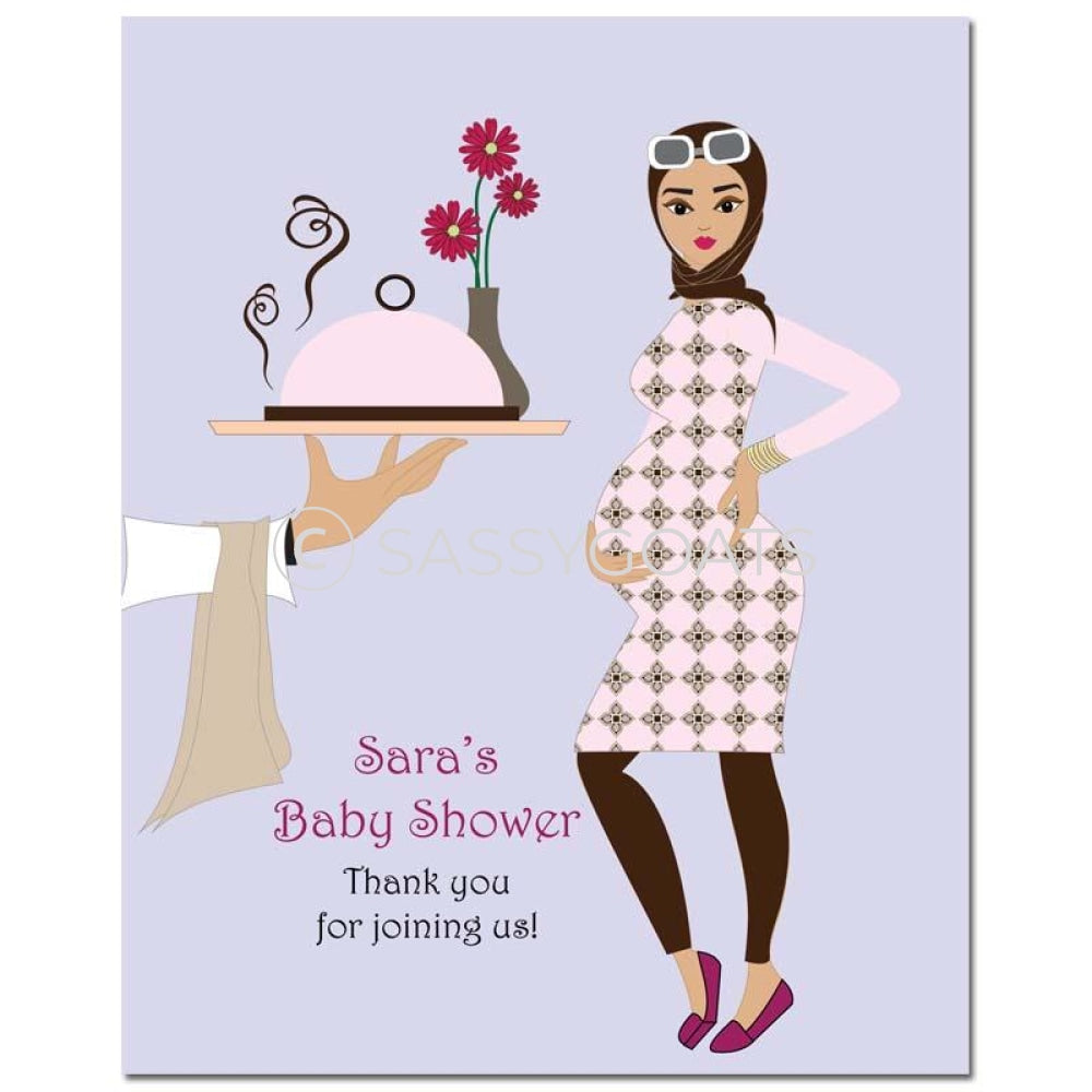 Baby Shower Party Poster - Dining Diva Headscarf Hijab