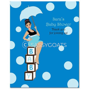 Baby Shower Party Poster - Diva Blocks Brunette