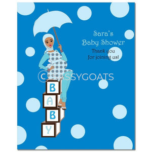 Baby Shower Party Poster - Fancy Umbrella Headscarf Hijab