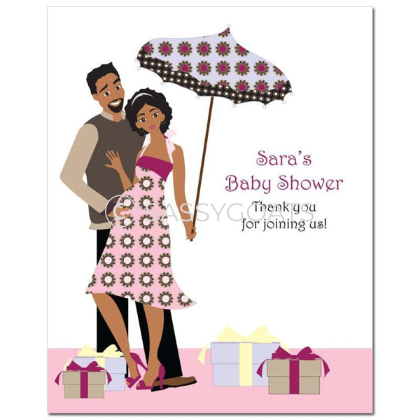 Baby Shower Party Poster - Glam Couple African American