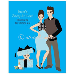 Baby Shower Party Poster - Glam Couple Brunette