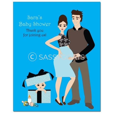 Baby Shower Party Poster - Glam Couple Brunette