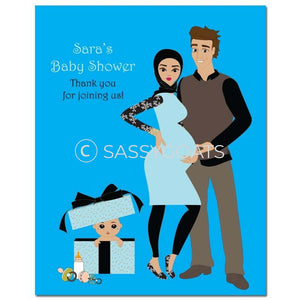 Baby Shower Party Poster - Glam Couple Headscarf Hijab