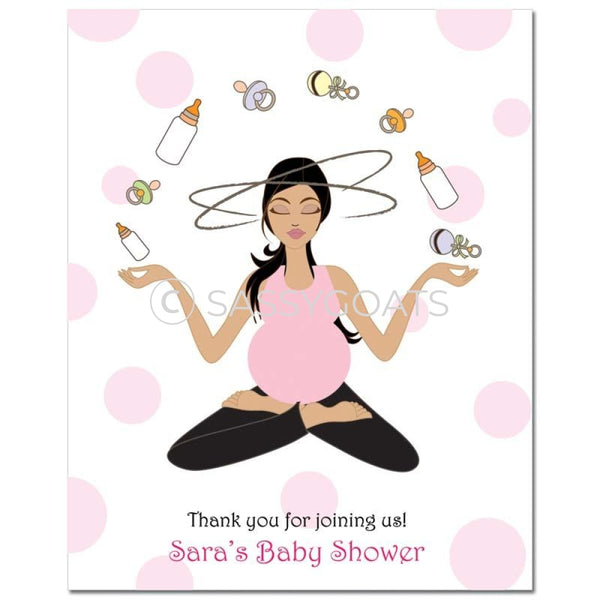 Baby Shower Party Poster - Meditating Mommy Brunette