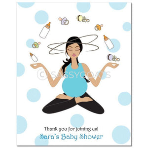 Baby Shower Party Poster - Meditating Mommy Brunette