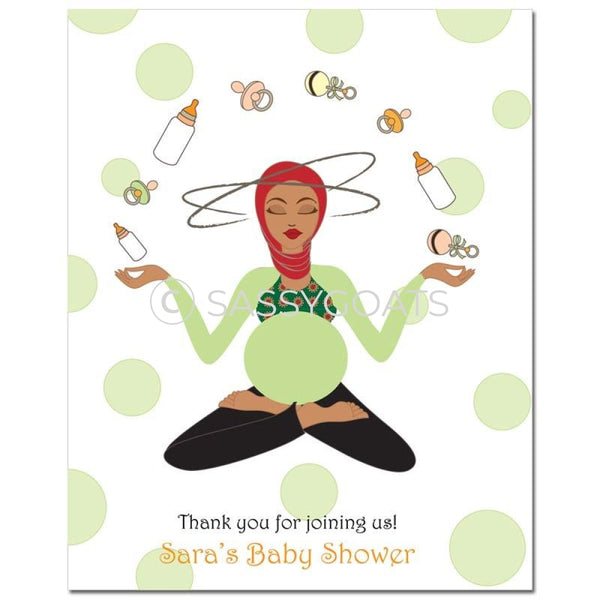 Baby Shower Party Poster - Meditating Mommy Headscarf Hijab