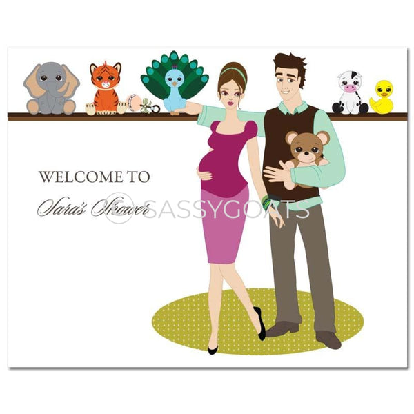 Baby Shower Party Poster - Shelf Brunette