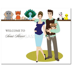 Baby Shower Party Poster - Shelf Brunette
