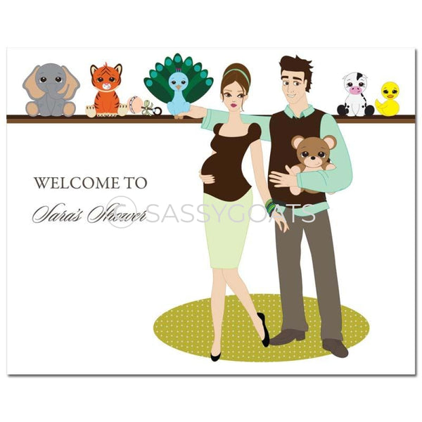 Baby Shower Party Poster - Shelf Brunette