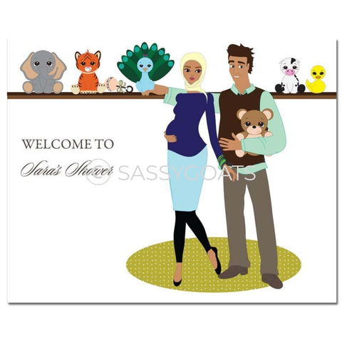 Baby Shower Party Poster - Shelf Headscarf Hijab