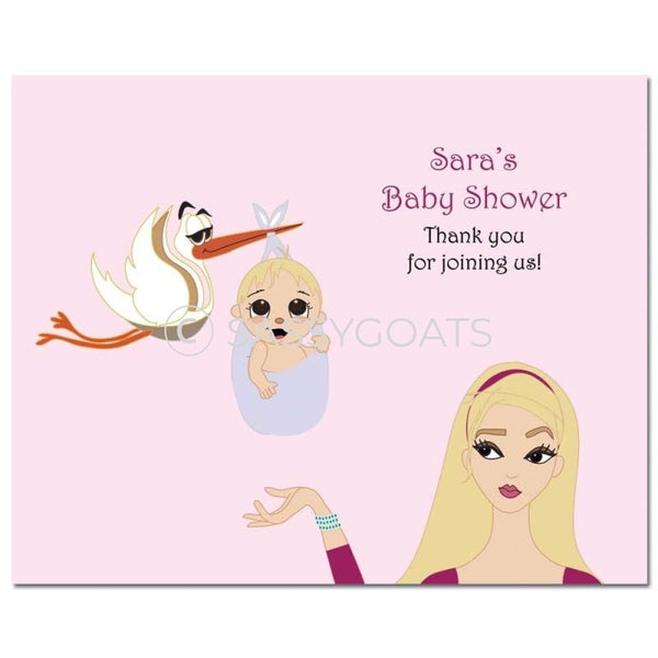Baby Shower Party Poster - Stork Mommy Blonde