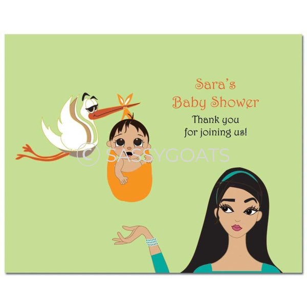 Baby Shower Party Poster - Stork Mommy Brunette