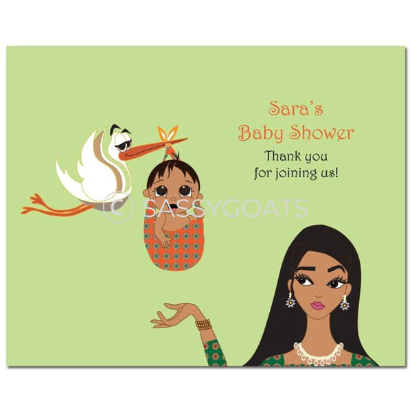 Baby Shower Party Poster - Stork Mommy South Asian