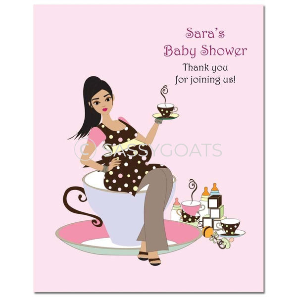 Baby Shower Party Poster - Teacup Mommy Brunette