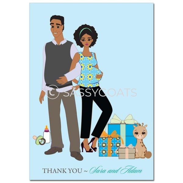 Baby Shower Thank You Card - Back To African American