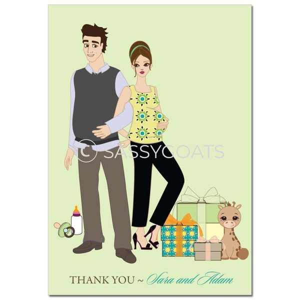 Baby Shower Thank You Card - Back To Brunette