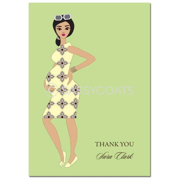 Baby Shower Thank You Card - Dining Diva Brunette