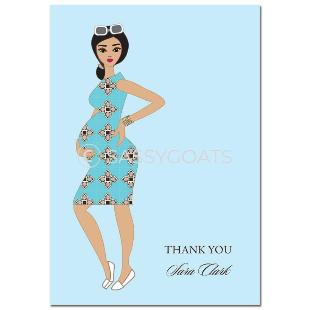 Baby Shower Thank You Card - Dining Diva Brunette