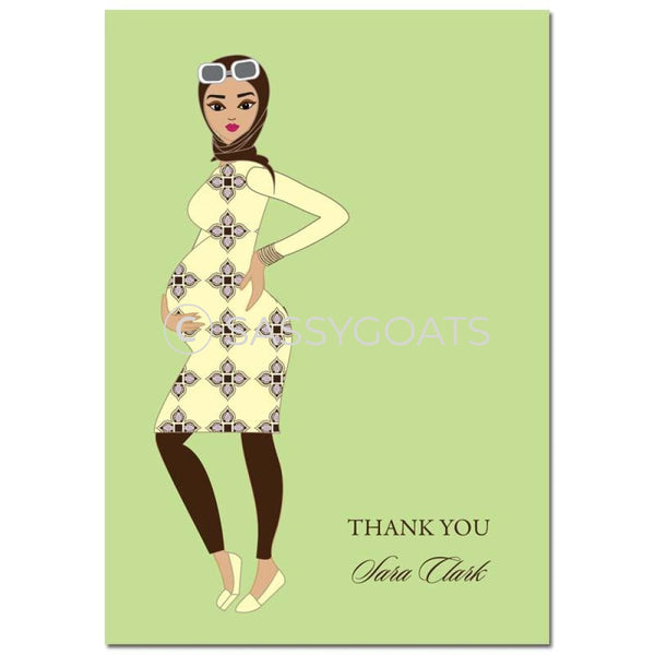 Baby Shower Thank You Card - Dining Diva Headscarf Hijab