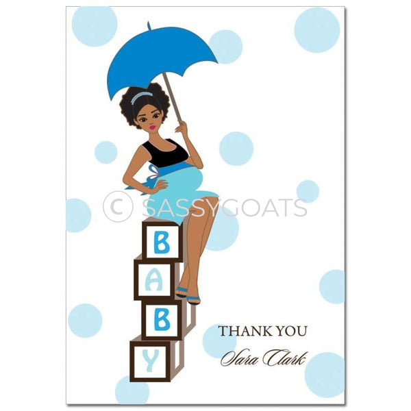 Baby Shower Thank You Card - Diva Blocks African American