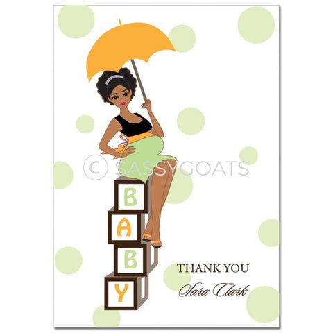Baby Shower Thank You Card - Diva Blocks African American