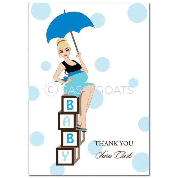 Baby Shower Thank You Card - Diva Blocks Blonde