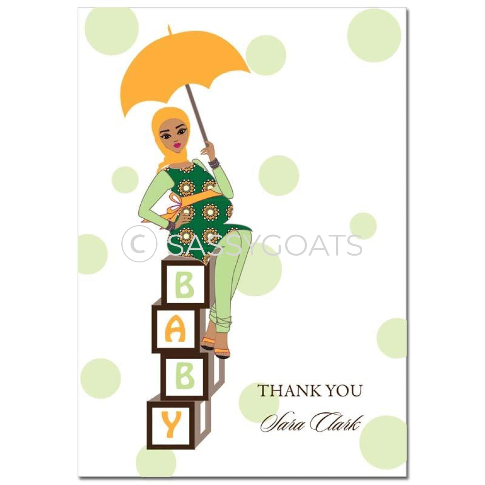 Baby Shower Thank You Card - Diva Blocks Headscarf Hijab