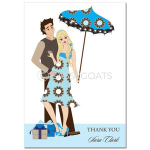 Baby Shower Thank You Card - Fancy Umbrella Blonde