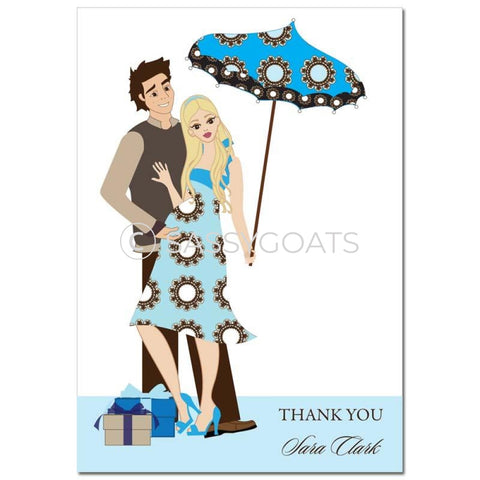 Baby Shower Thank You Card - Fancy Umbrella Blonde