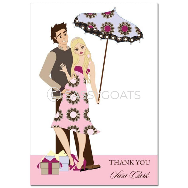Baby Shower Thank You Card - Fancy Umbrella Blonde