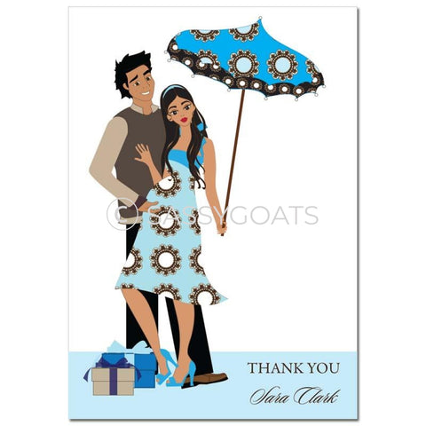 Baby Shower Thank You Card - Fancy Umbrella Brunette