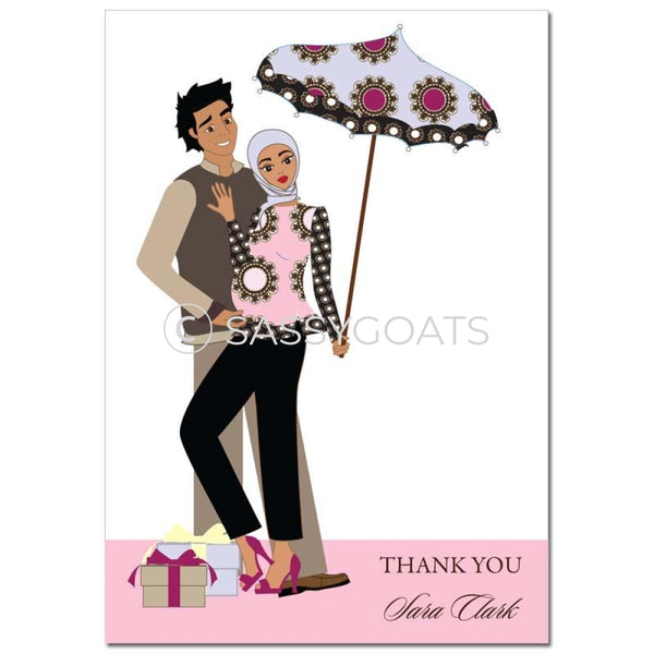 Baby Shower Thank You Card - Fancy Umbrella Headscarf Hijab